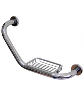 Chrome-plated brass grab bar with soap dish
