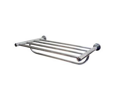 Chrome-plated brass towel shelf with rail