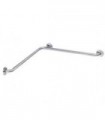 Angled grab bar on 2 walls with 3 anchoring points satin finish