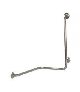 Angled grab bar on 2 walls with 3 anchoring points