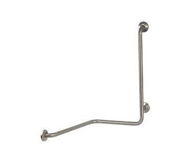 Angled grab bar on 2 walls with 3 anchoring points