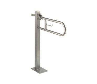 Vertical swing grab bar on fixed column