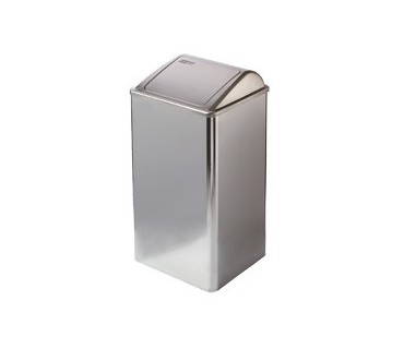 Bin with self closing lid