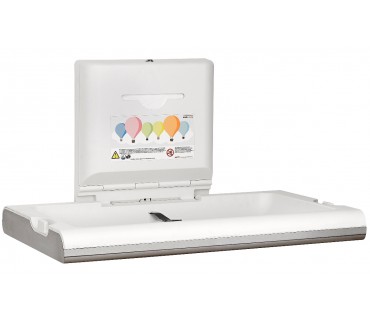 Horizontal baby changing station made of polypropylene and stainless steel satin finish