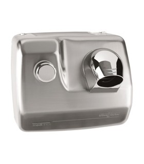 Public use push-button hair dryer