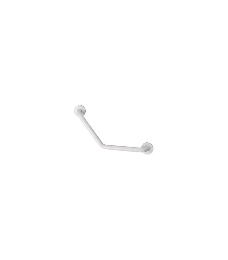 130º angled grab bar made of stainless steel white finish