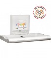 Horizontal baby changing station made of polypropylene and stainless steel satin finish, with an ionizer