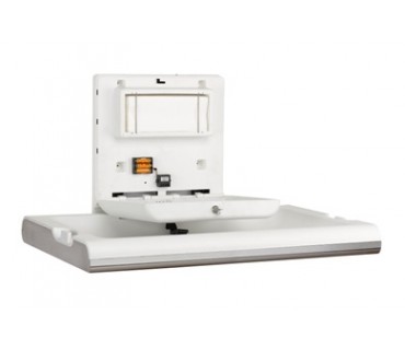 Cambia pañales horizontal de polipropileno blanco y acero inoxidable satinado con ionizador