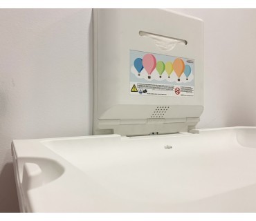 Cambia pañales horizontal de polipropileno blanco y acero inoxidable negro mate con ionizador