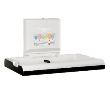 Horizontal baby changing station made of polypropylene and stainless steel matte black finish
