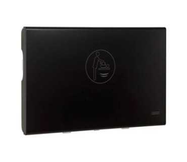 Horizontal baby changing station made of polypropylene and stainless steel matte black finish