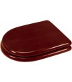 Toilet seat with cover made of lacquered wood mahogany finish