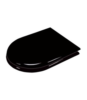 Toilet seat with cover made of lacquered wood black finish