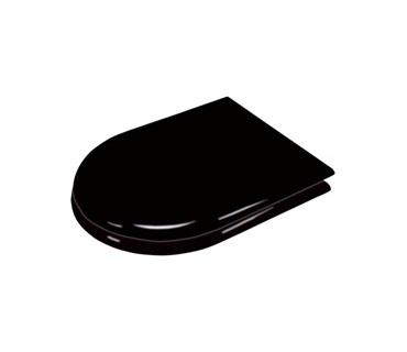 Toilet seat with cover made of lacquered wood black finish