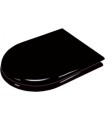 Toilet seat with cover made of lacquered wood black finish