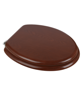 Toilet seat with cover made of lacquered wood mahogany finish
