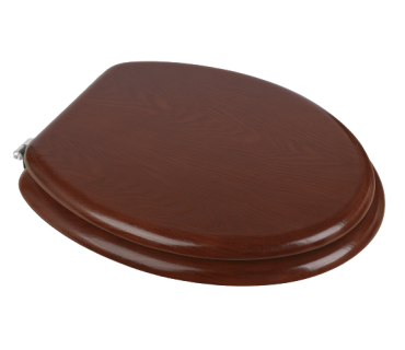 Toilet seat with cover made of lacquered wood mahogany finish