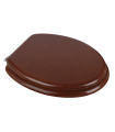 Toilet seat with cover made of lacquered wood mahogany finish