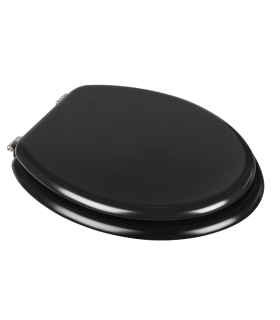 Toilet seat with cover made of lacquered wood black finish