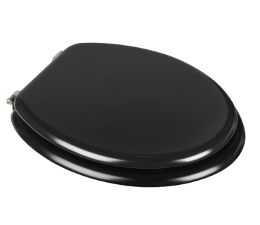Toilet seat with cover made of lacquered wood black finish