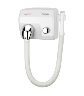 Public use push-button hair dryer