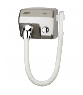 Public use push-button hair dryer