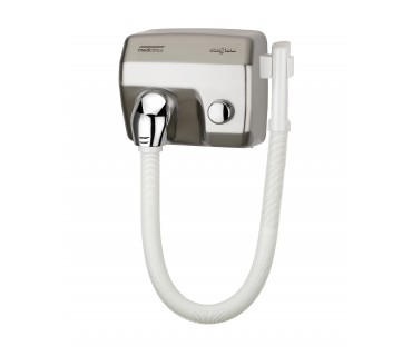 Public use push-button hair dryer