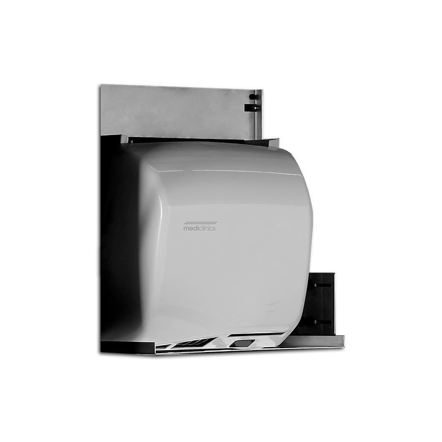 Asciugamani automatico con supporto incluso posizionabile dietro lo specchio