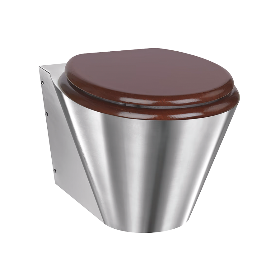 Inodoro suspendido antivandálico de acero inoxidable